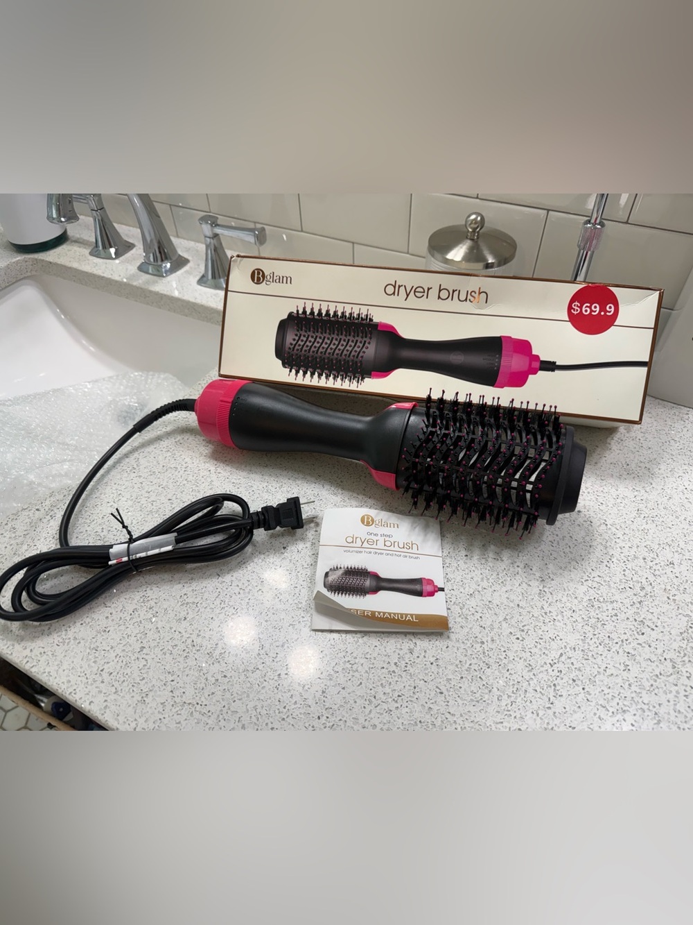 Bglam Pink and Black Dryer Brush – Fast Styling Hot Air Brush - Picture 3 of 8